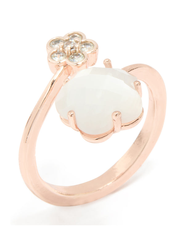 Rose Gold Cubic Zirconia Open Flower Ring