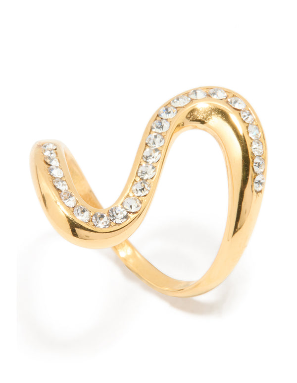 Waterproof Gold Plated Stainless Steel Swivel Stone Ring