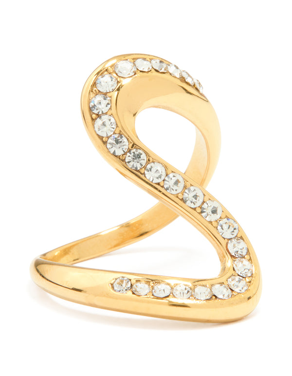 Waterproof Gold Plated Stainless Steel Swivel Stone Ring