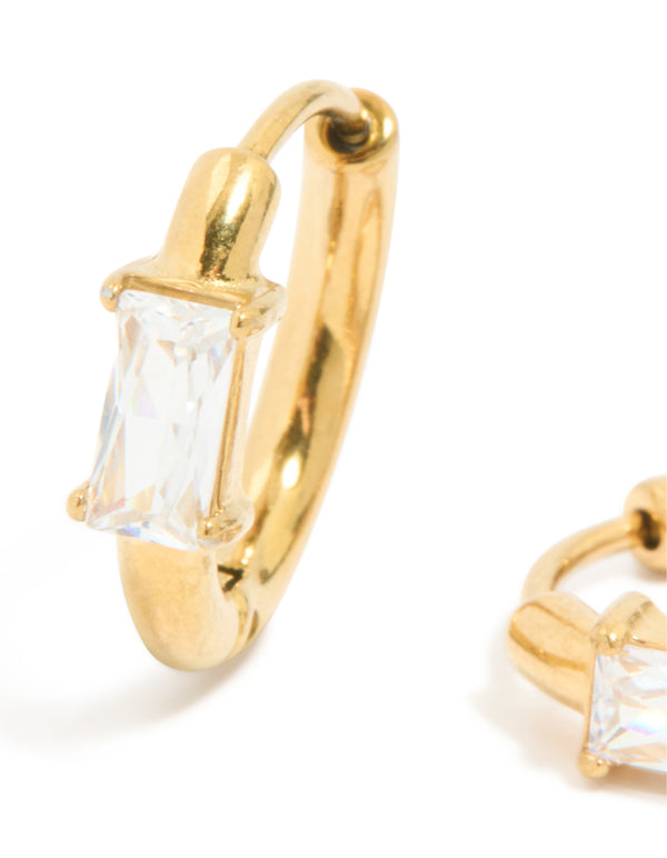 Gold Plated Surgical Steel Prism Hoop Earrings