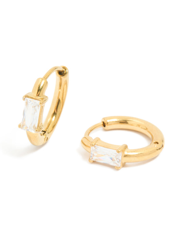 Gold Plated Surgical Steel Prism Hoop Earrings
