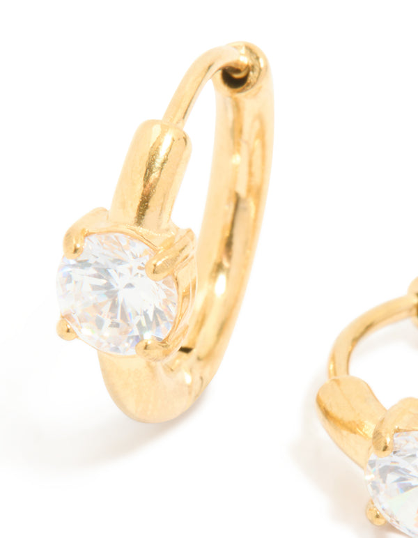 Gold Plated Surgical Steel Prism Hoop Earrings 4 MM