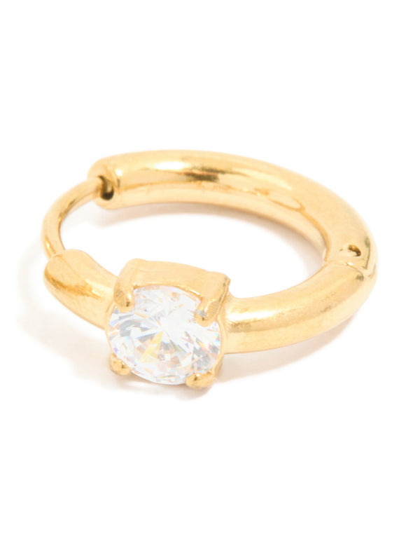 Gold Plated Surgical Steel Prism Hoop Earrings 4 MM