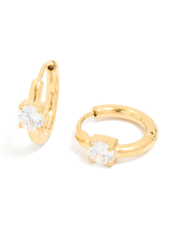 Gold Plated Surgical Steel Prism Hoop Earrings 4 MM