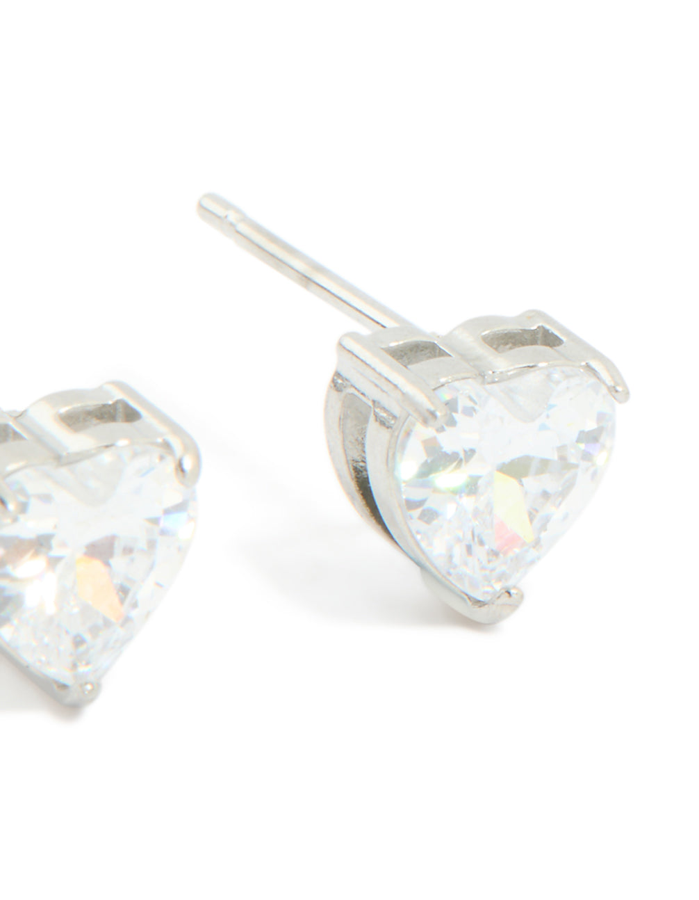 Stainless Steel Heart Prism Stud Earrings