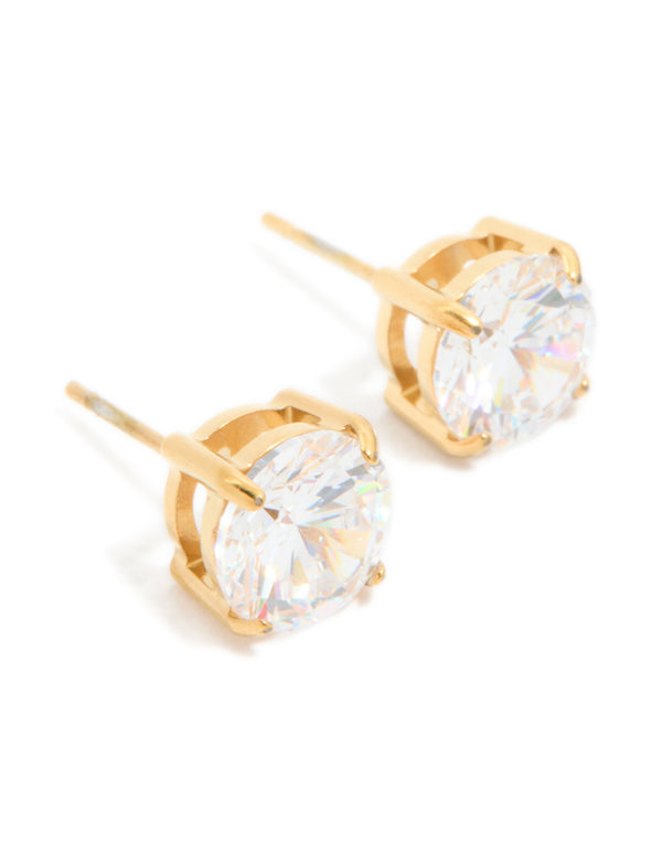 Gold Plated Surgical Steel 8mm Prism Stud Earrings