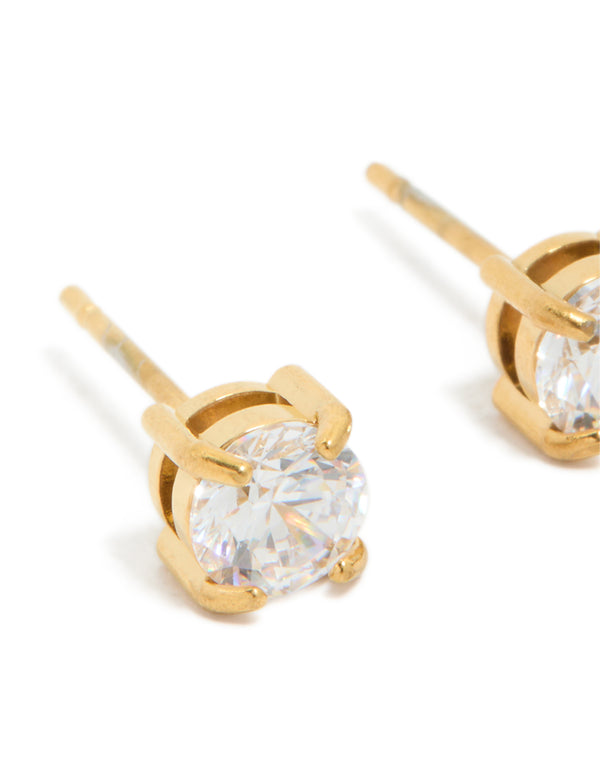 Gold Plated Surgical Steel 5mm Prism Stud Earrings