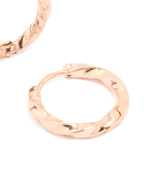 Rose Gold Plated Surgical Steel Twisted Hoop Earrings