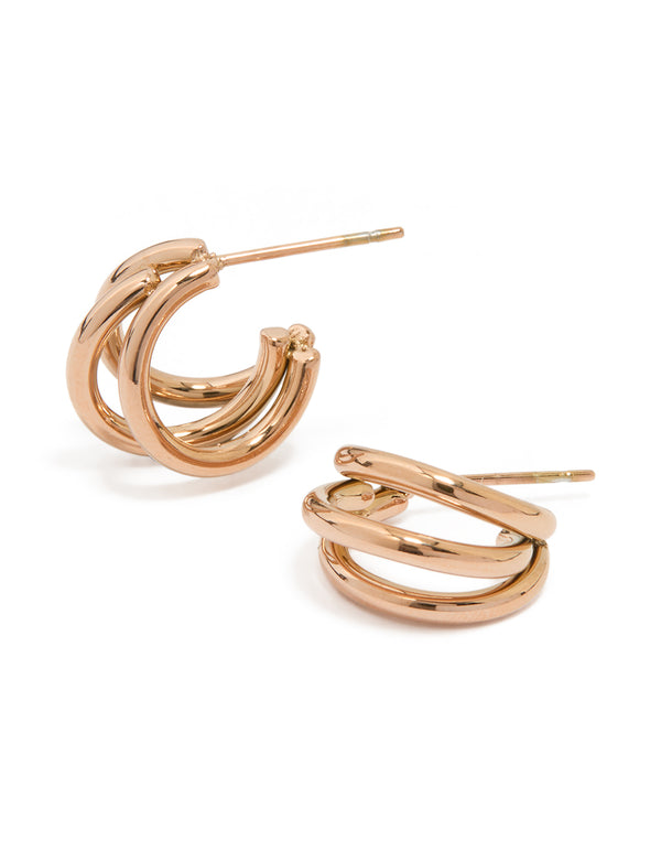 Rose Gold Plated Surgical Steel Double Hoop Earrings