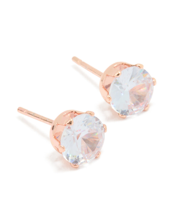 Rose Gold Plated Surgical Steel Cubic Zirconia Stud Earrings