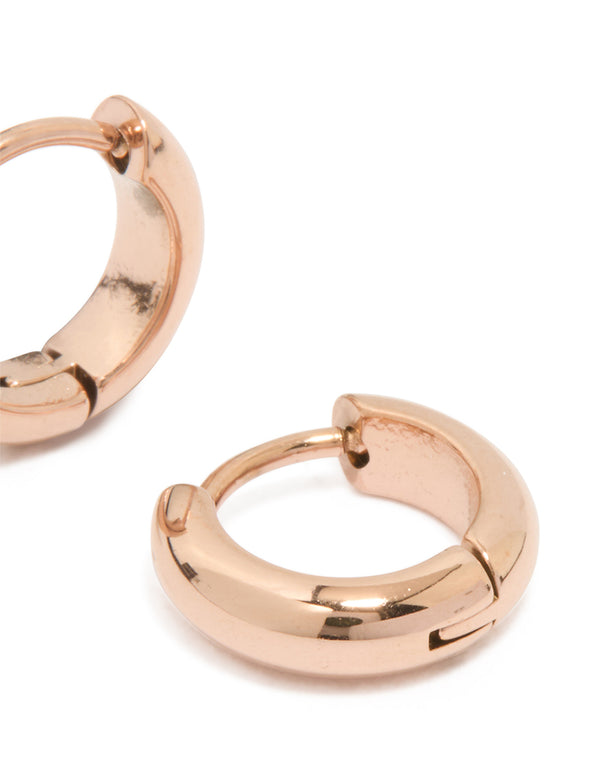 Rose Gold Plated Sterling Silver Chunky Huggie Stud Earrings