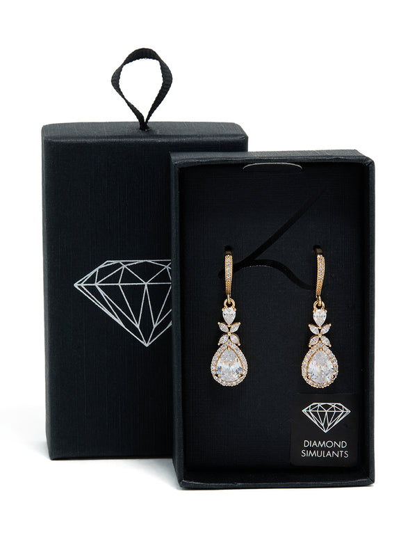 Gold Cubic Zirconia Pear Drop Earrings