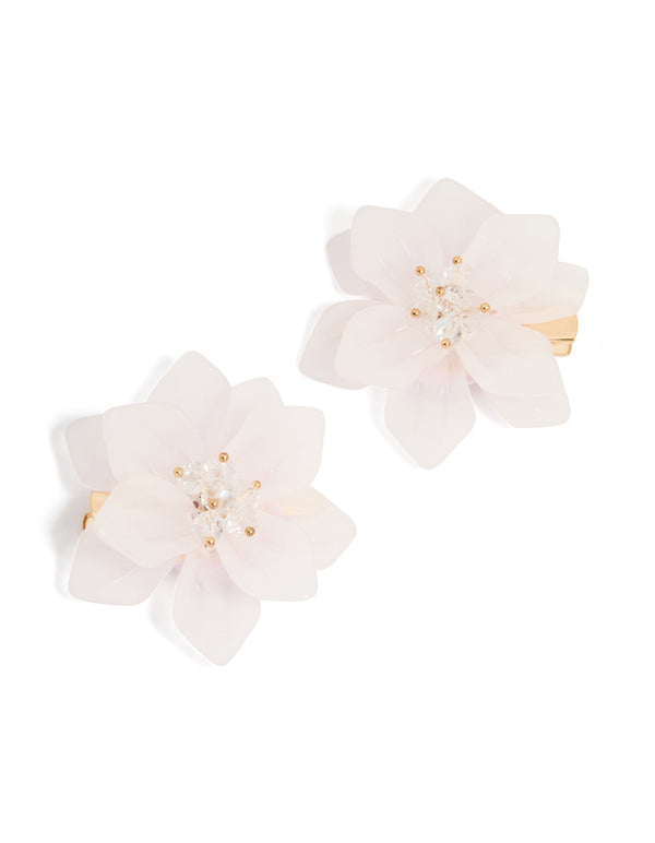 Gold Frosted Flower Hair Clips 2-Pack