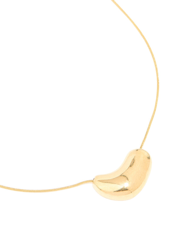 Waterproof Gold Plated Stainless Steel Pebble Pendant Necklace