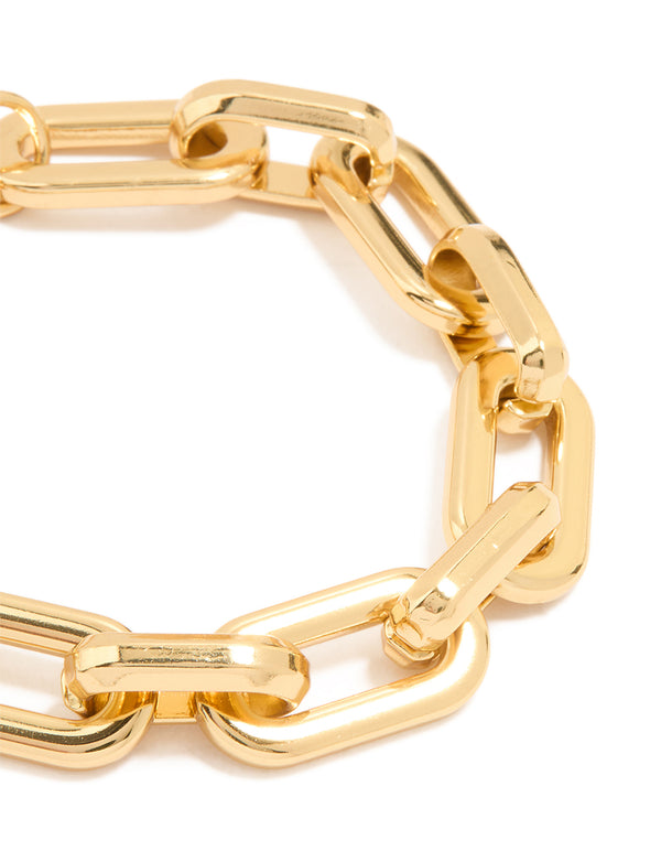 Waterproof Gold Plated Stainless Steel Paperclip Large Chain Bracelet