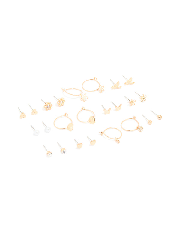 Gold Dragonfly Diamante Earrings 12-Pack