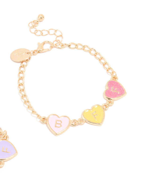 Kids Gold Pastel Best Friends Charm Bracelets 2-Pack