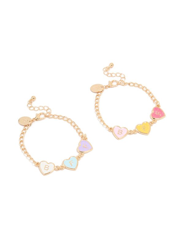 Kids Gold Pastel Best Friends Charm Bracelets 2-Pack