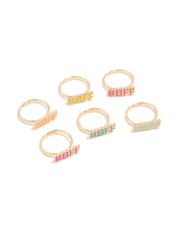 Kids Gold Drip Effect Best Friends Rings 6-Pack
