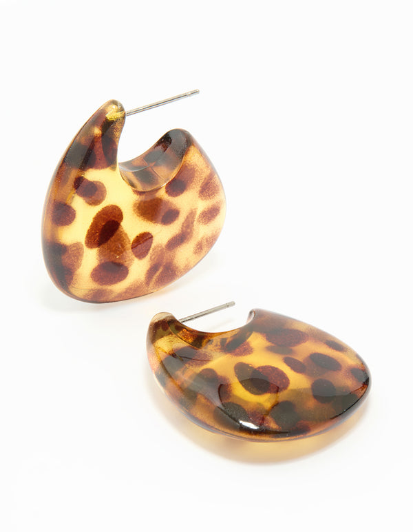 Leopard Print Acrylic Thick Bubble Hoop Earrings