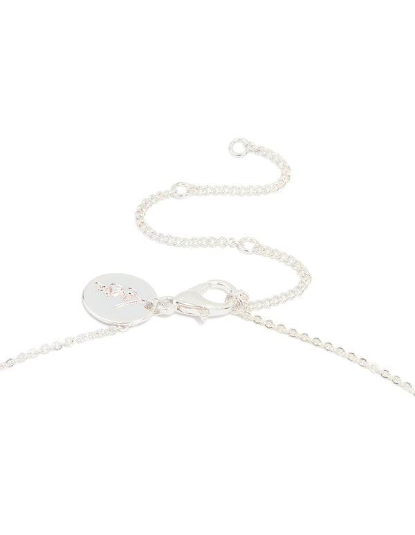 Silver Plated Cubic Zirconia Flower Pendant Necklace