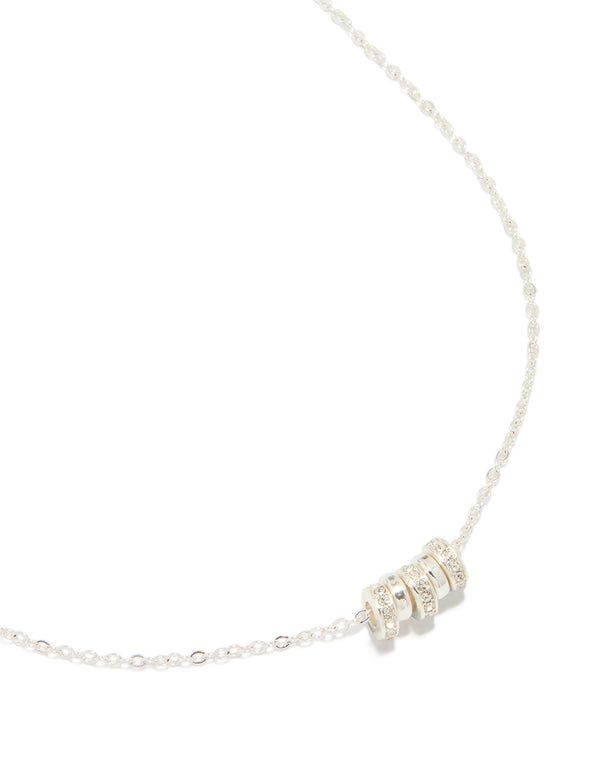 Silver Plated Cubic Zirconia Rondell Necklace