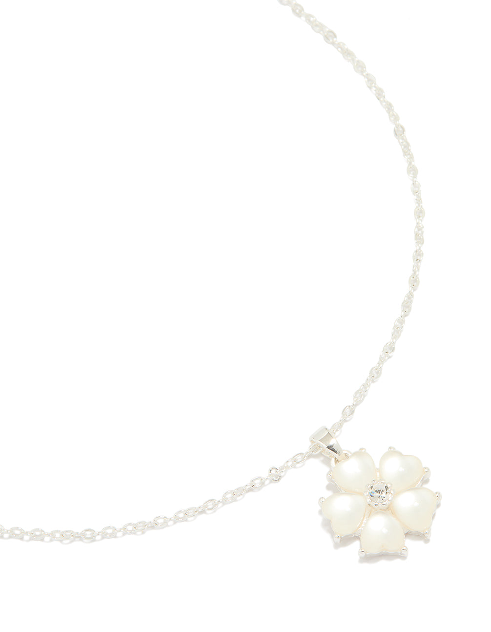 Silver Plated Chunky Flower Pendant Necklace