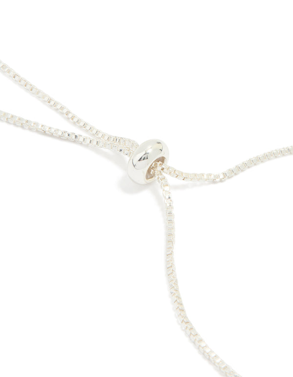 Silver Plated Cubic Zirconia & Pearl Flower Toggle Bracelet