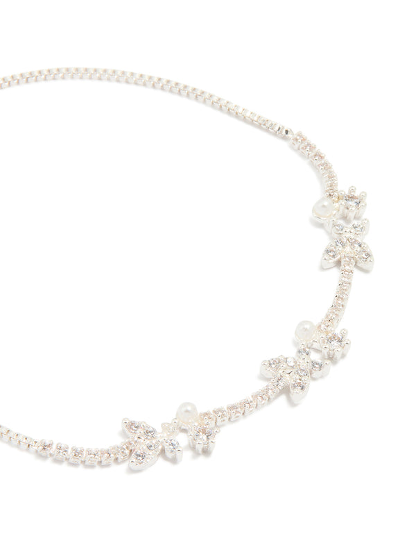 Silver Plated Pearl & Mini Butterfly Toggle Bracelet