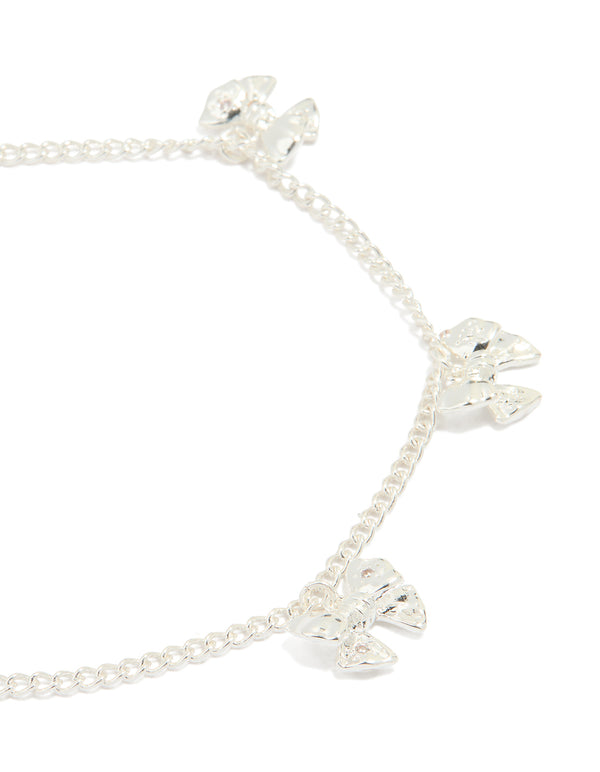 Silver Plated Mini Bow Charm Bracelet