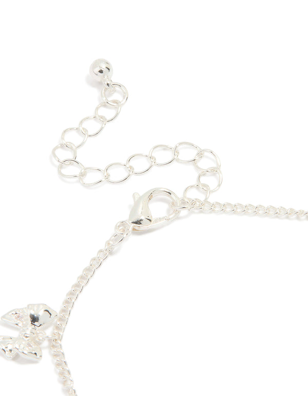 Silver Plated Mini Bow Charm Bracelet