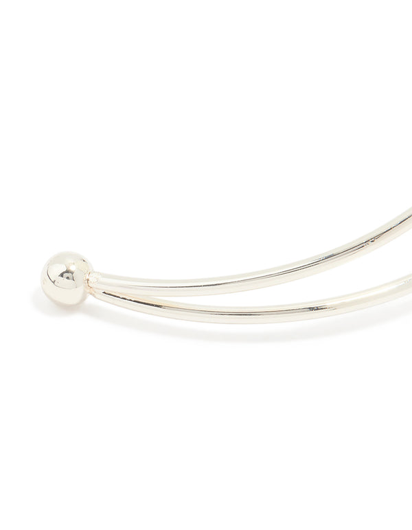 Silver Plated Cubic Zirconia Double Row Wrist Cuff