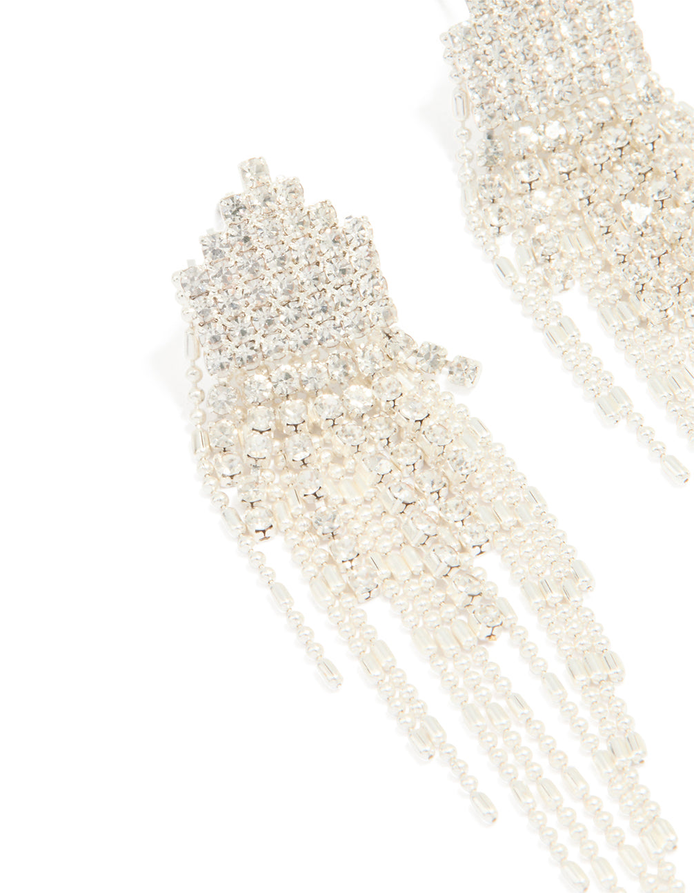 Silver Diamante Dainty Chain Earrings