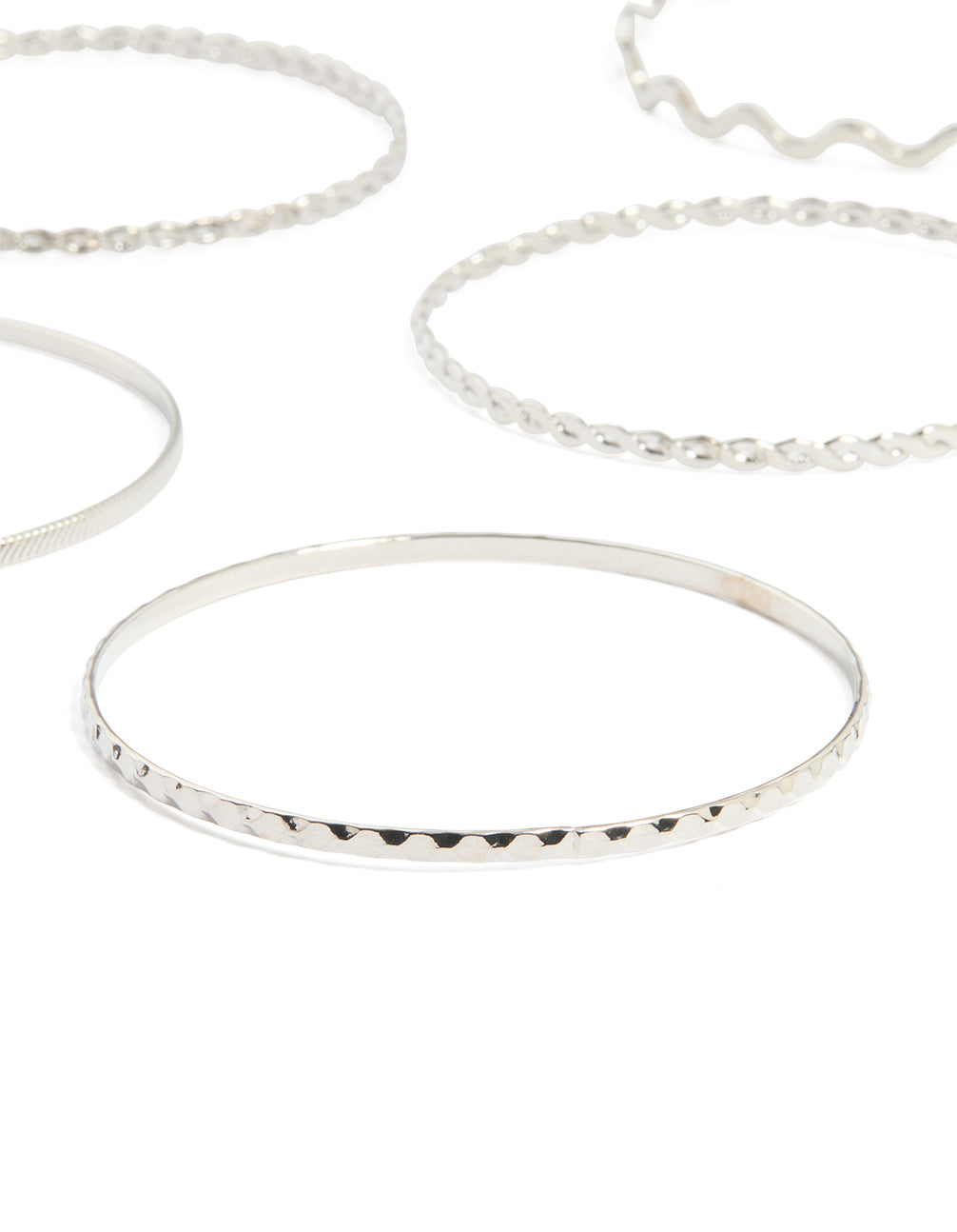 Silver Rope & Textured Bangles 10-Pack