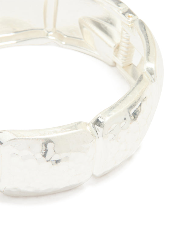 Silver Hammered Rectangle Bangle