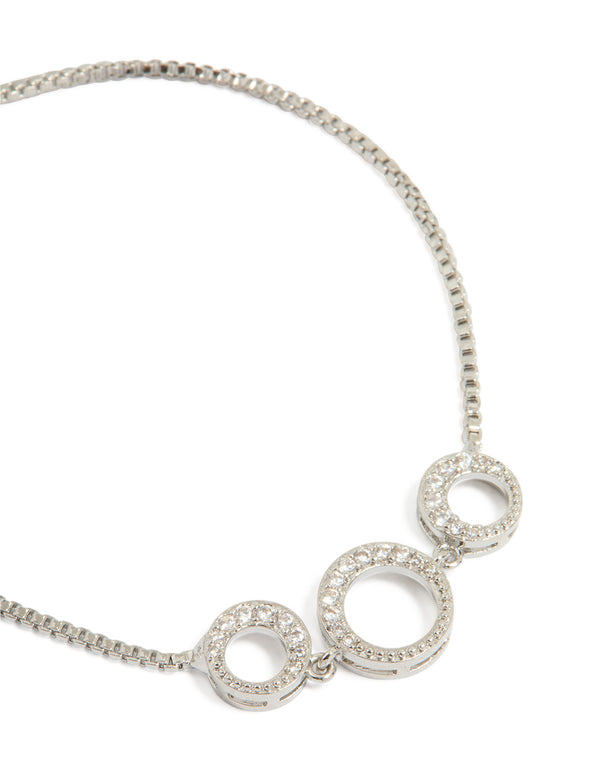 Silver Cubic Zirconia Circle Toggle Bracelet