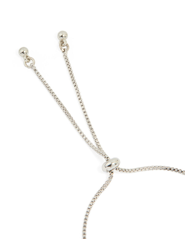 Silver Cubic Zirconia Circle Toggle Bracelet