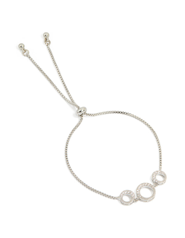 Silver Cubic Zirconia Circle Toggle Bracelet