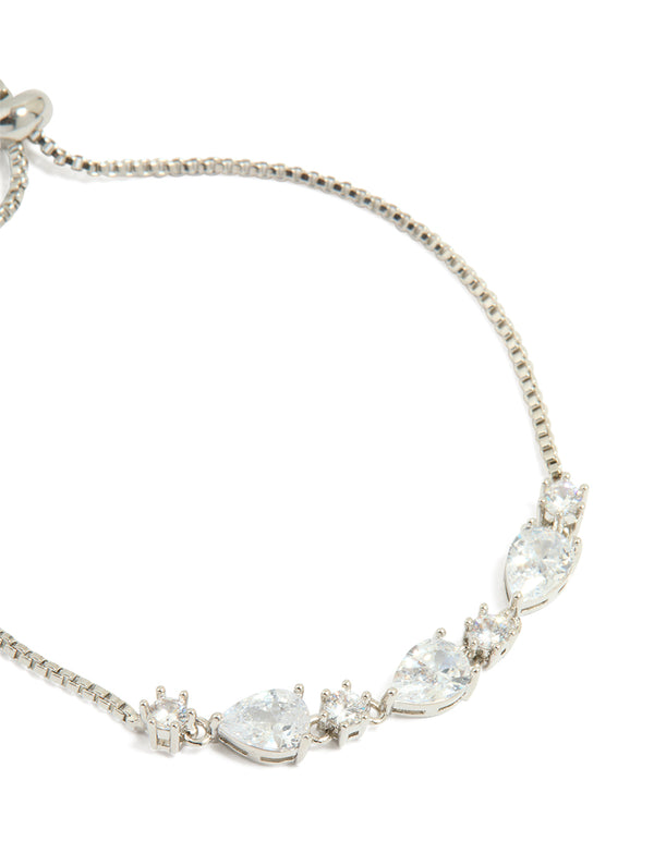 Silver Cubic Zirconia Toggle Bracelet