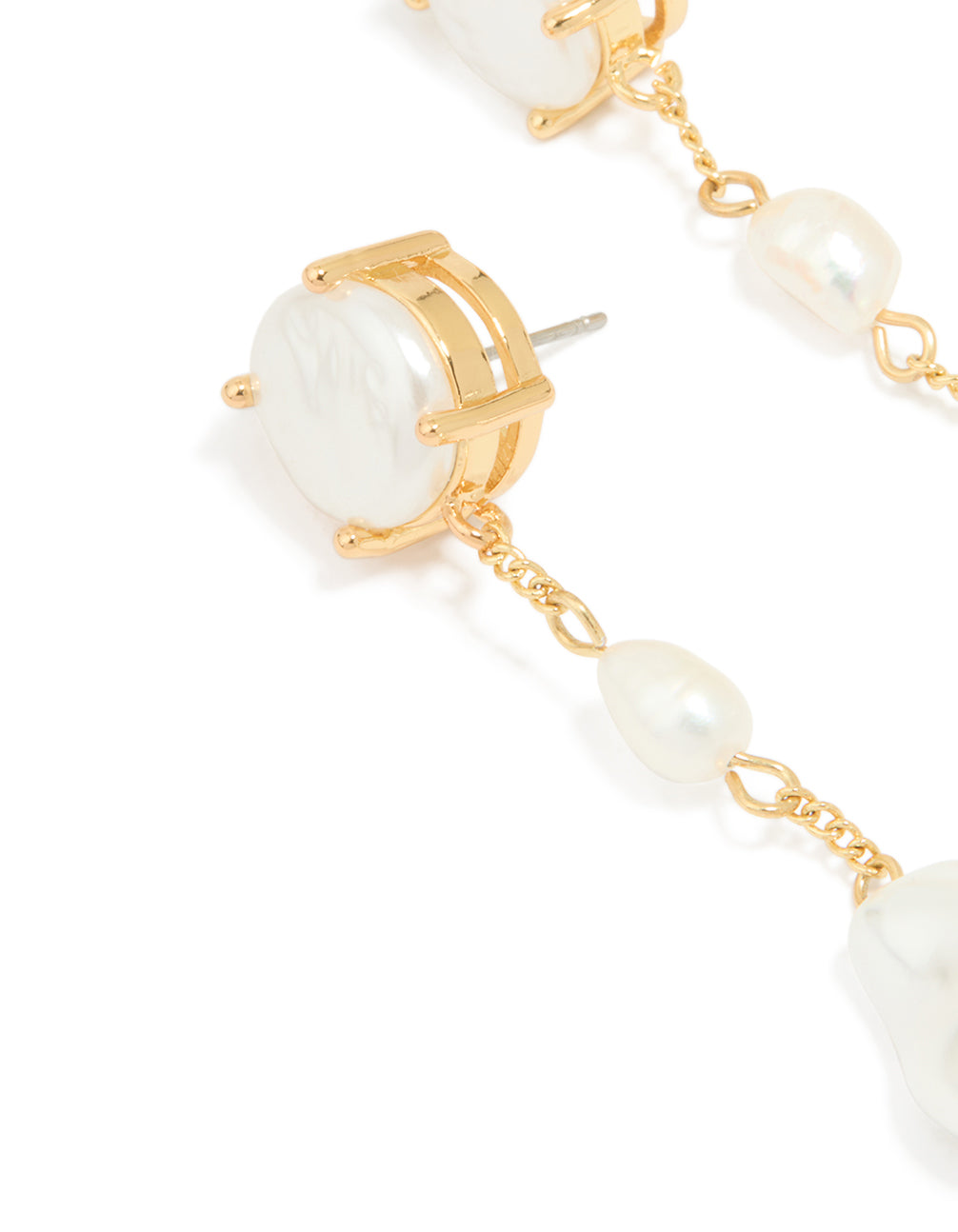 Gold Plated Pearls Statement Drop Earrings