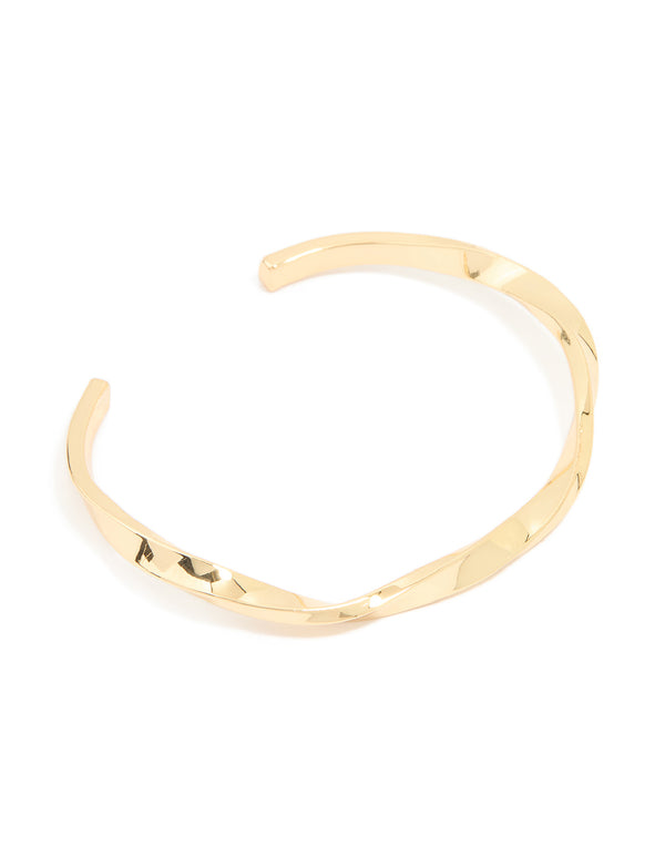 Gold Plated Wavy Molten Open Wrist Cuff