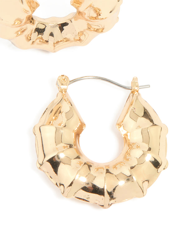 Gold Mini Bamboo Hoop Earrings