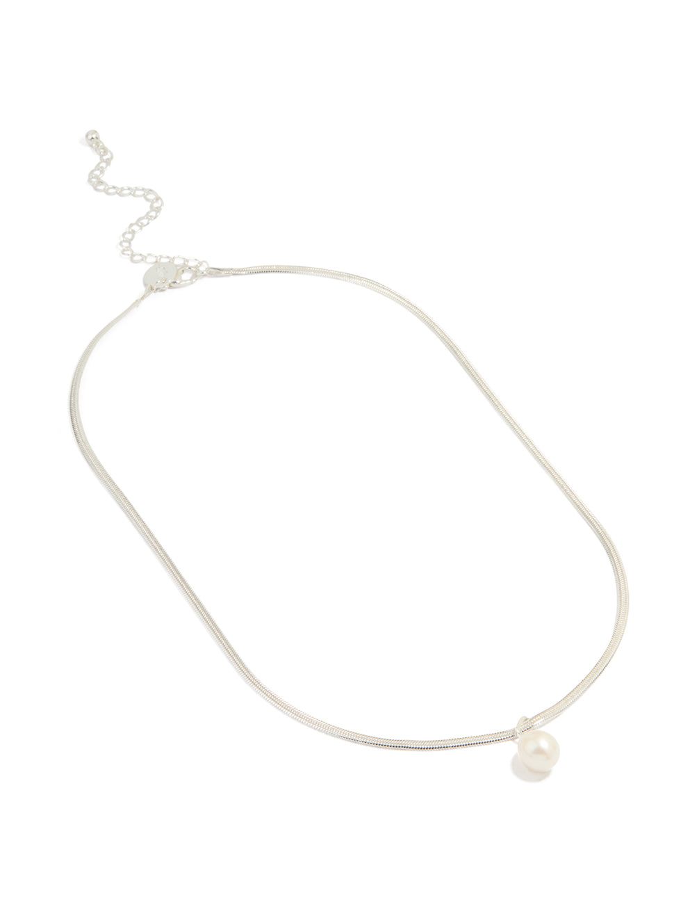 Silver Plated Freshwater Pearl Pendant Snake Chain Necklace
