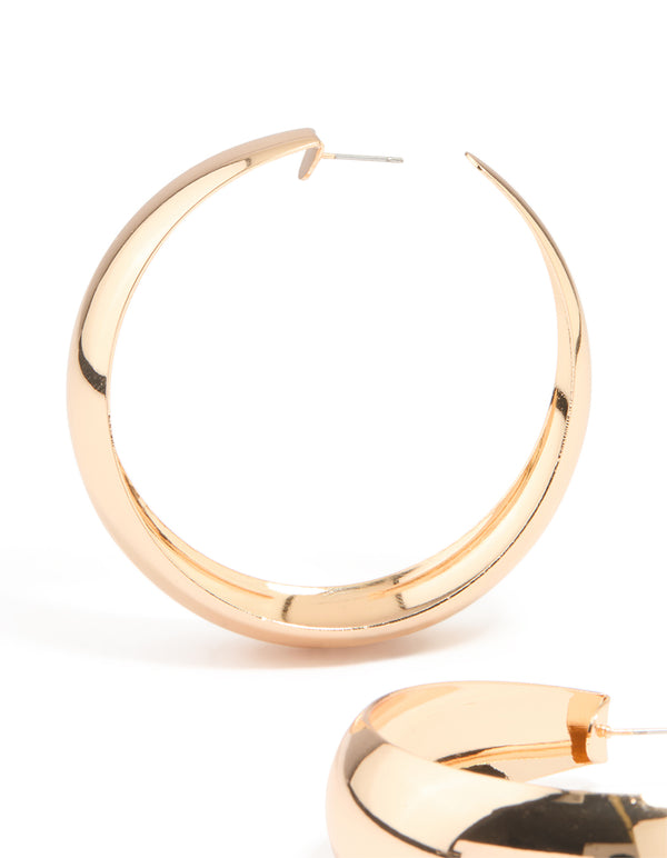 Gold Large Thin Hoop Earrings