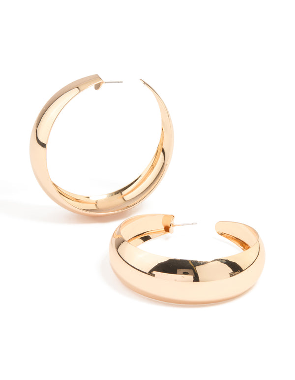 Gold Large Thin Hoop Earrings