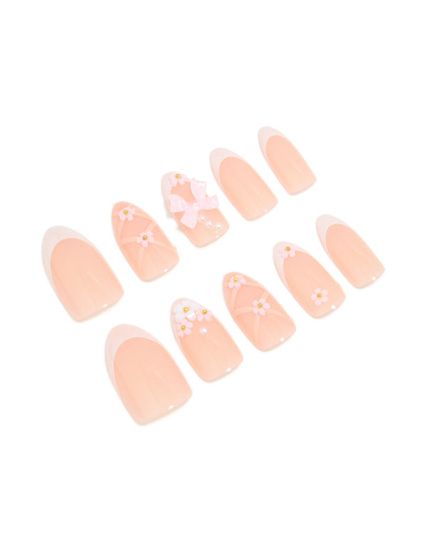 White Floral Mix Press On Nail Set