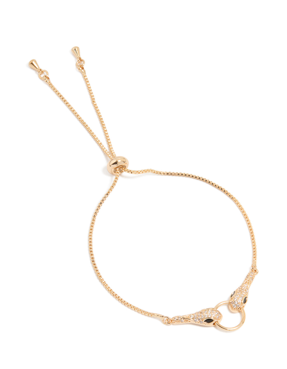 Gold Cubic Zirconia Double Snake Toggle Bracelet