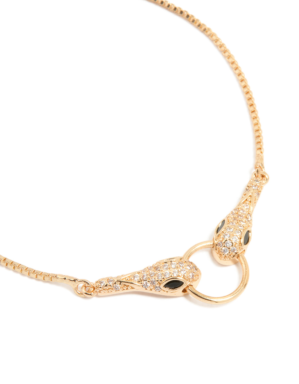 Gold Cubic Zirconia Double Snake Toggle Bracelet