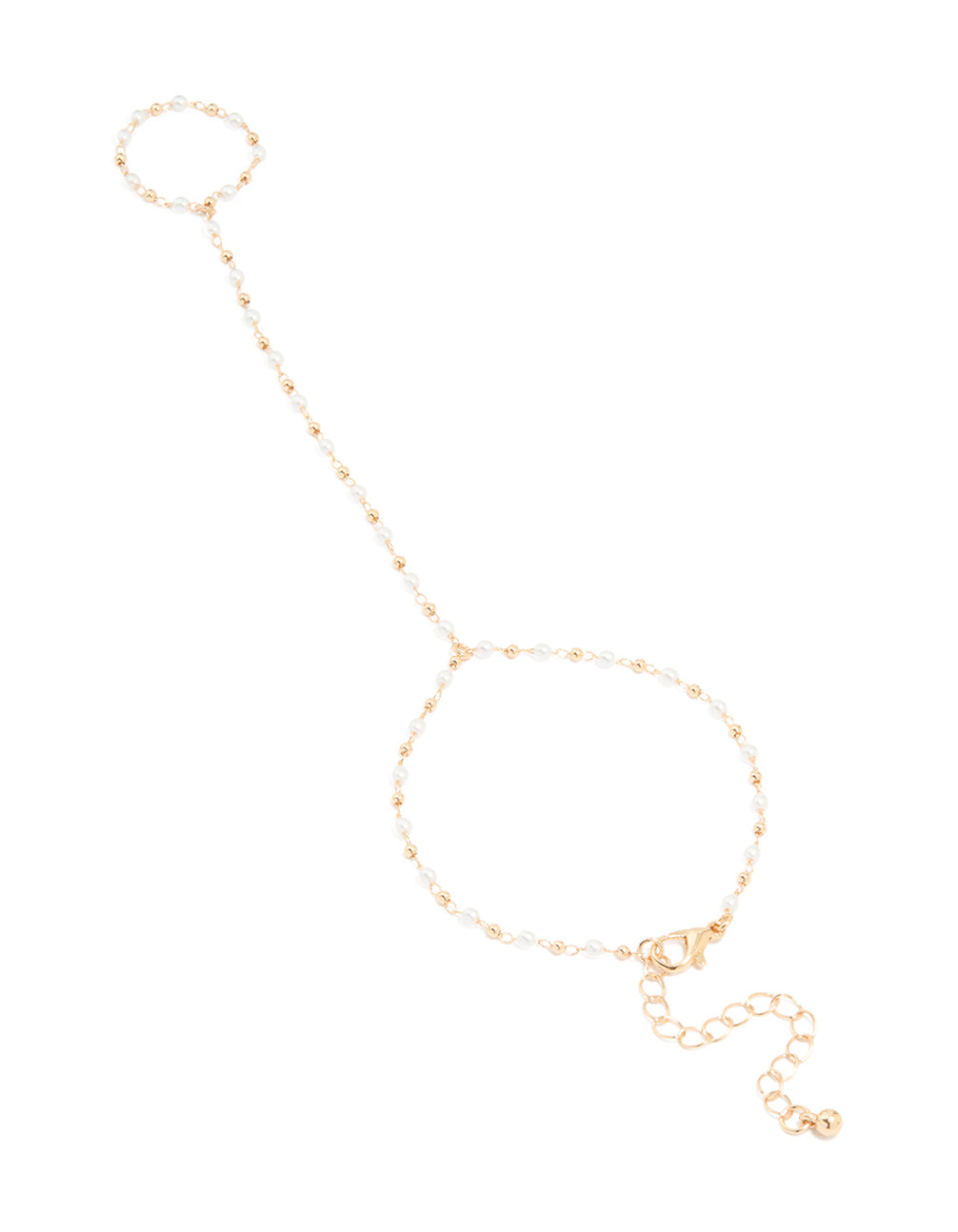 Gold Pearl Dainty Hand Chain