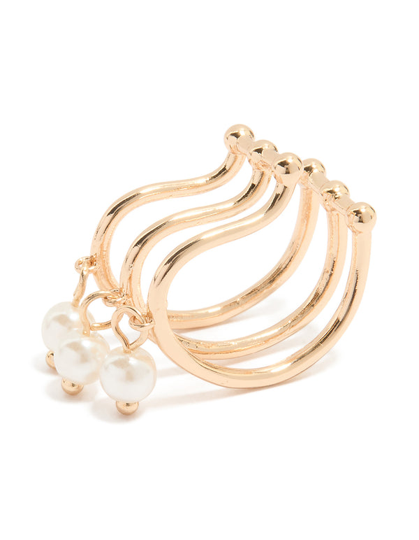Gold Pearl Layered Ear Cuff